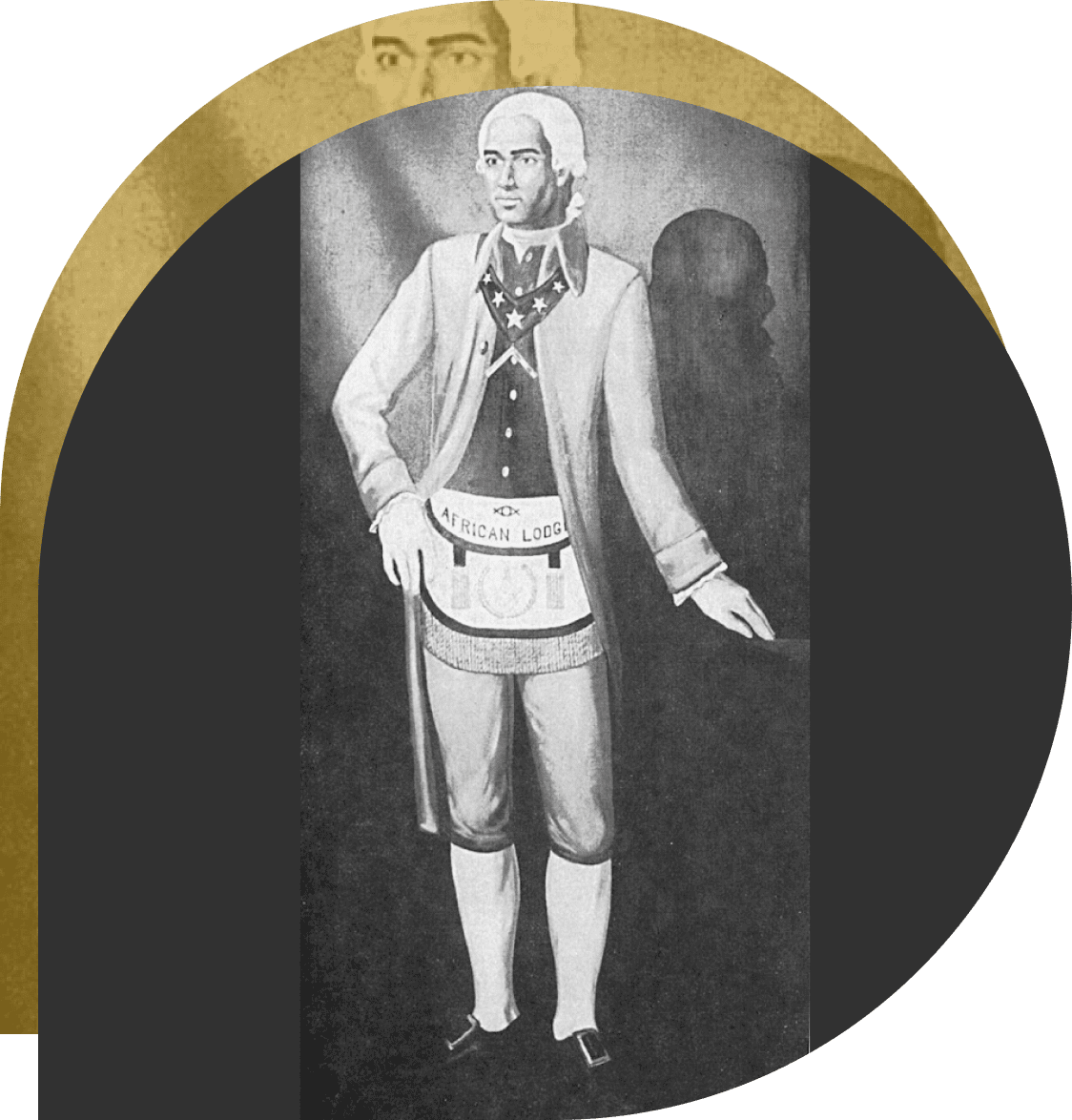 A painting of a man in white and black.